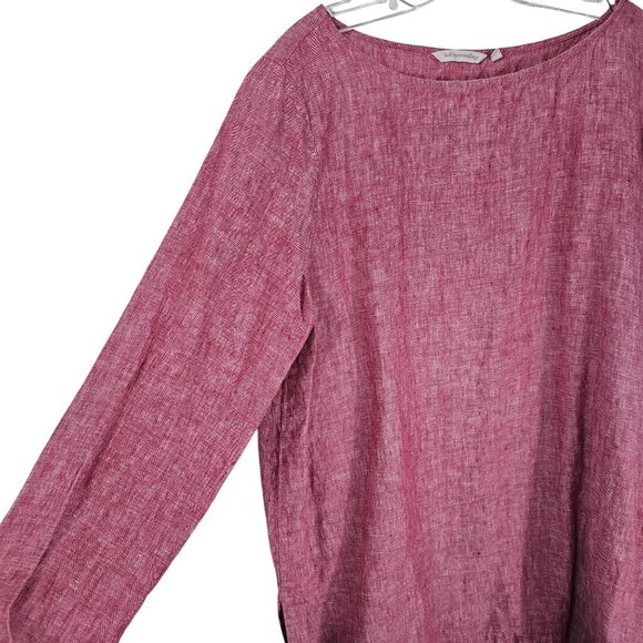 Soft Surroundings Boatneck LS Linen Tunic Top XL Relaxed Fit Pink Coastal Beach - Picture 3 of 8